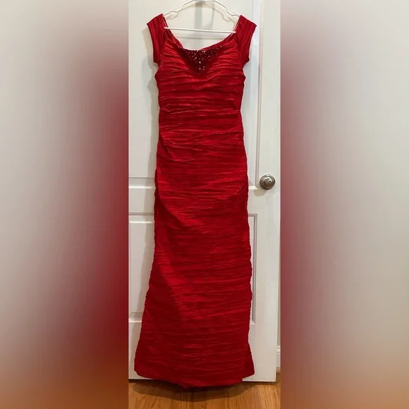 green emerald velvet dress Alex Evenings Rebecca Puff Sleeve Detail Dress Deep Plum / 10
